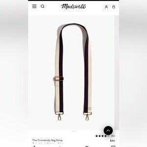 Madewell Adjustable Black and White Stripe Shoulder Strap for Bags